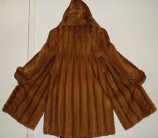 Stunning Whiskey Mink Fur Coat With Hood Size 6-8 Free Shipping Excellent Condit