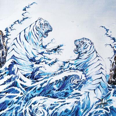 Blue Tigers Kunstdruck Marc Allante 30,5 x 30,5 cm