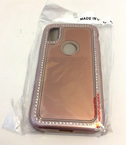 TabPow Slim Case Protective Cover For iPhone X 2017 Rose Gold Rhinestones - Picture 2 of 5