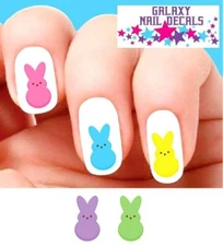 Waterslide Nail Decals - Set of 20 Easter Colorful Marshmallow Bunnies Assorted