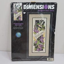 Dimensions Hummingbird Stamped Cross Stitch Kit NEW Welcome Sign Bird Flowers