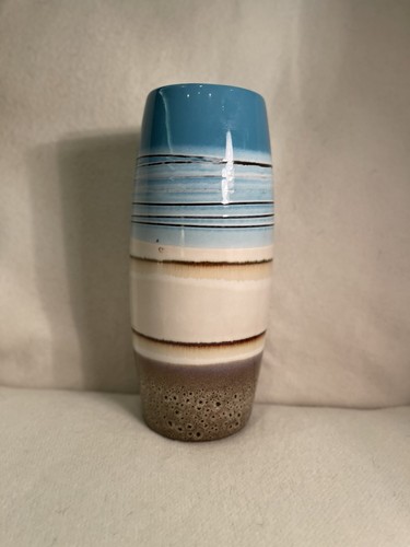 Modern Abstract Style Vase Blue and Earth Tone Colors Home Shelf Decor - Picture 3 of 6