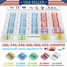 160/340PCS Solderstick Heat Shrink Butt Terminal Solder Seal Wire Connectors Kit