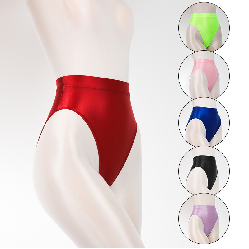 Womens Silky Glossy Knickers Briefs Lingerie Underwear Panties High Waisted