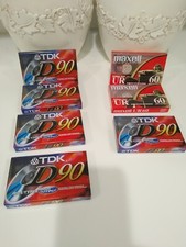 Lot of 7 New Audio Cassette Tapes TDK D90 High Output IEC I/Type  MAXELL Sealed