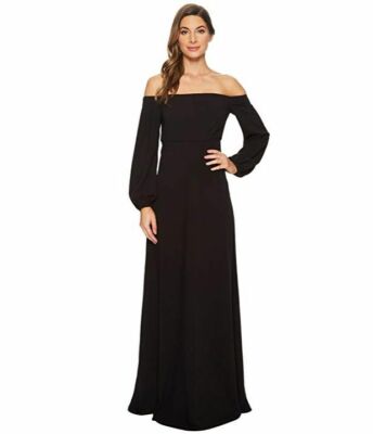 $499 Jill Jill Stuart Women'S Black Off-Shoulder Bishop Sleeve Long Dress Size 0