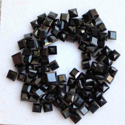 23.00 Cts Natural Black Onyx Square Gemstone Faceted Cut Wholesale Lot
