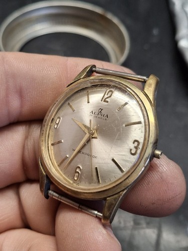 Alpha 17 Jewel Gold Tone Mens Vintage 1960s Watch Mechanical Handwind - Picture 4 of 8