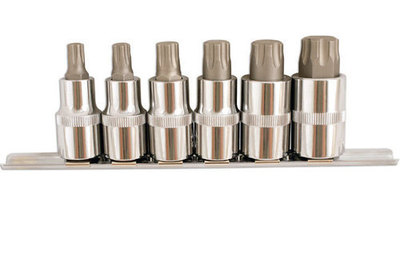 Torx Plus Socket Set Star ( 6 Point ) Sockets + Rail T45