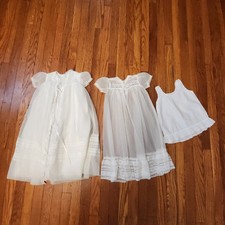 Vintage Baby Christening Baptism Gown Bonnet Robe 4 Piece Set Handmade