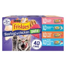 Seafood Chicken Wet Cat Food Variety Pack, 40 Cans, Pate Style, 5.5 oz Each
