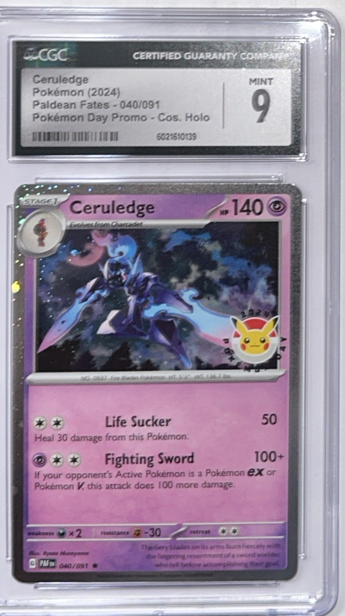 Ceruledge 40/91 Paldean Fates Pokemon Day 2024 Cosmos Promo Pokemon TCG CGC 9