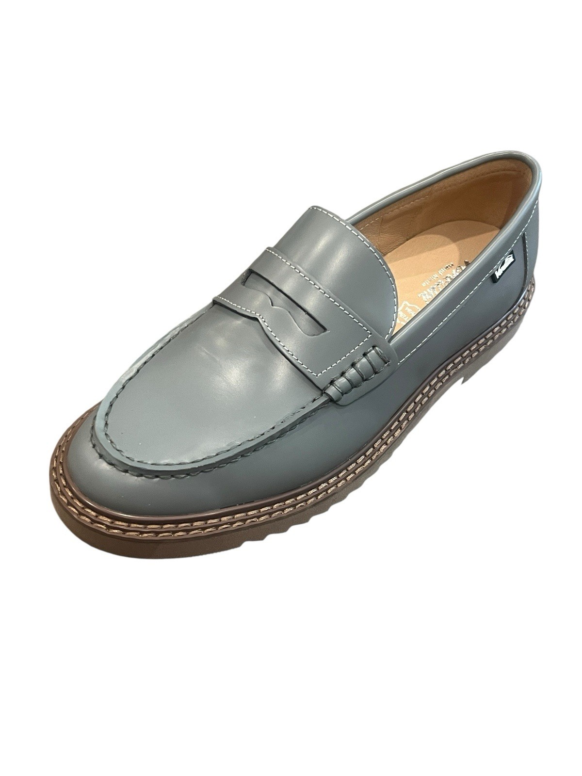 SAOLA Mocassino Penny Venettini London6 classico suola spessa pelle grigio olio 37 US 5 5 nuovo con scatola