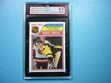 1985/86 O-PEE-CHEE HOCKEY CARD #262 MARIO LEMIEUX ROOKIE RB KSA 8.5 NM/MINT+ OPC. rookie card picture
