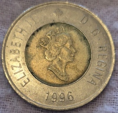1996 Canada 2 Dollars Toonie Polar Bear CIGAR VARIETY Die Chip