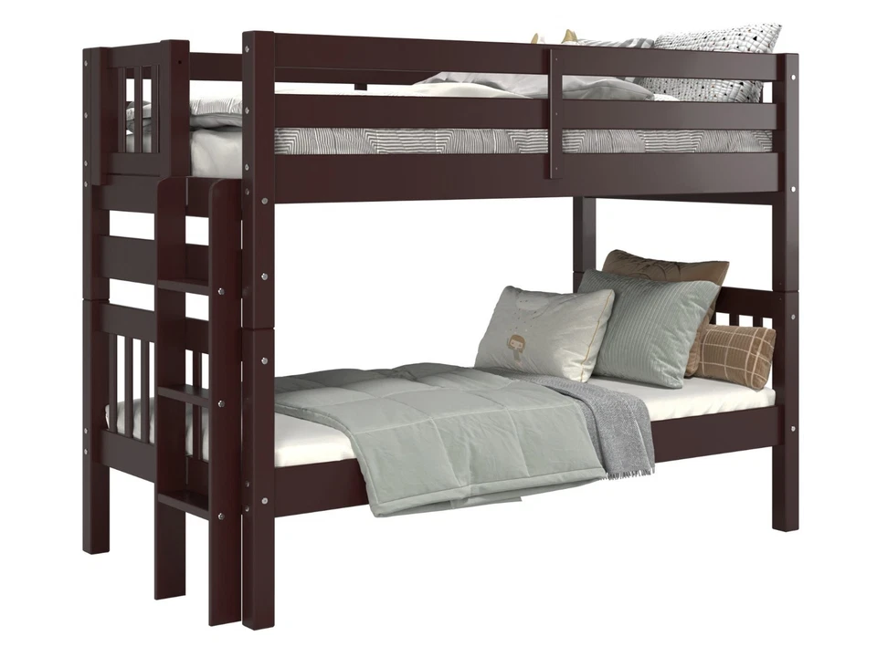 Literas Bedz King Twin sobre Twin, escalera final, cereza oscura Foto 4 de 4