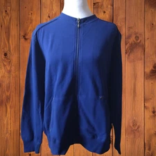 ANTTHONY ORIGINALS WOMEN'S PETITES MEDIUM LONG SLEEVE ZIP FRONT SWEATER BLUE