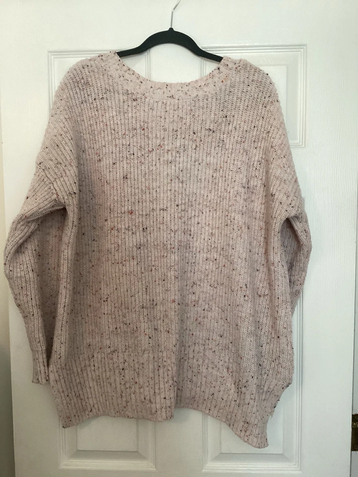 Suéter túnica Westbound para mujer talla 1X rosa de gran tamaño cuello en V grueso tejido acogedor Foto 4 de 4