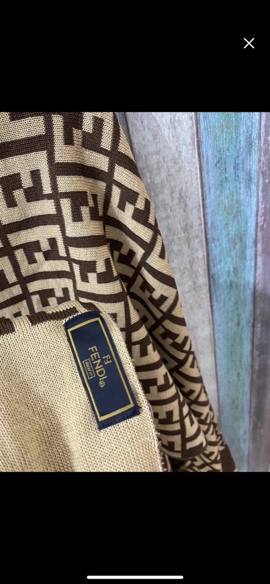 FENDI FXX636 Rare Logo Zucca Print Poncho Women's Cape Shawl Stole