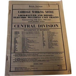 British Railways Carriage Working Notice Diesel Electric Trains 1964 Timetable