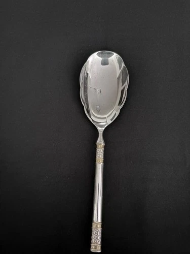 WALLACE GOLDEN AEGEAN WEAVE SPOON GREAT CONDITION HANDLE/STERLING BOWL/STAINLESS