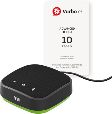 VC-A10 Speakerphone + Vurbo.Ai Adv-10Hr Software, AI Real-Time Transcription, Tr
