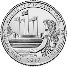2019 S American Memorial Quarter NP ATB Series Uncirculated From US Mint roll.