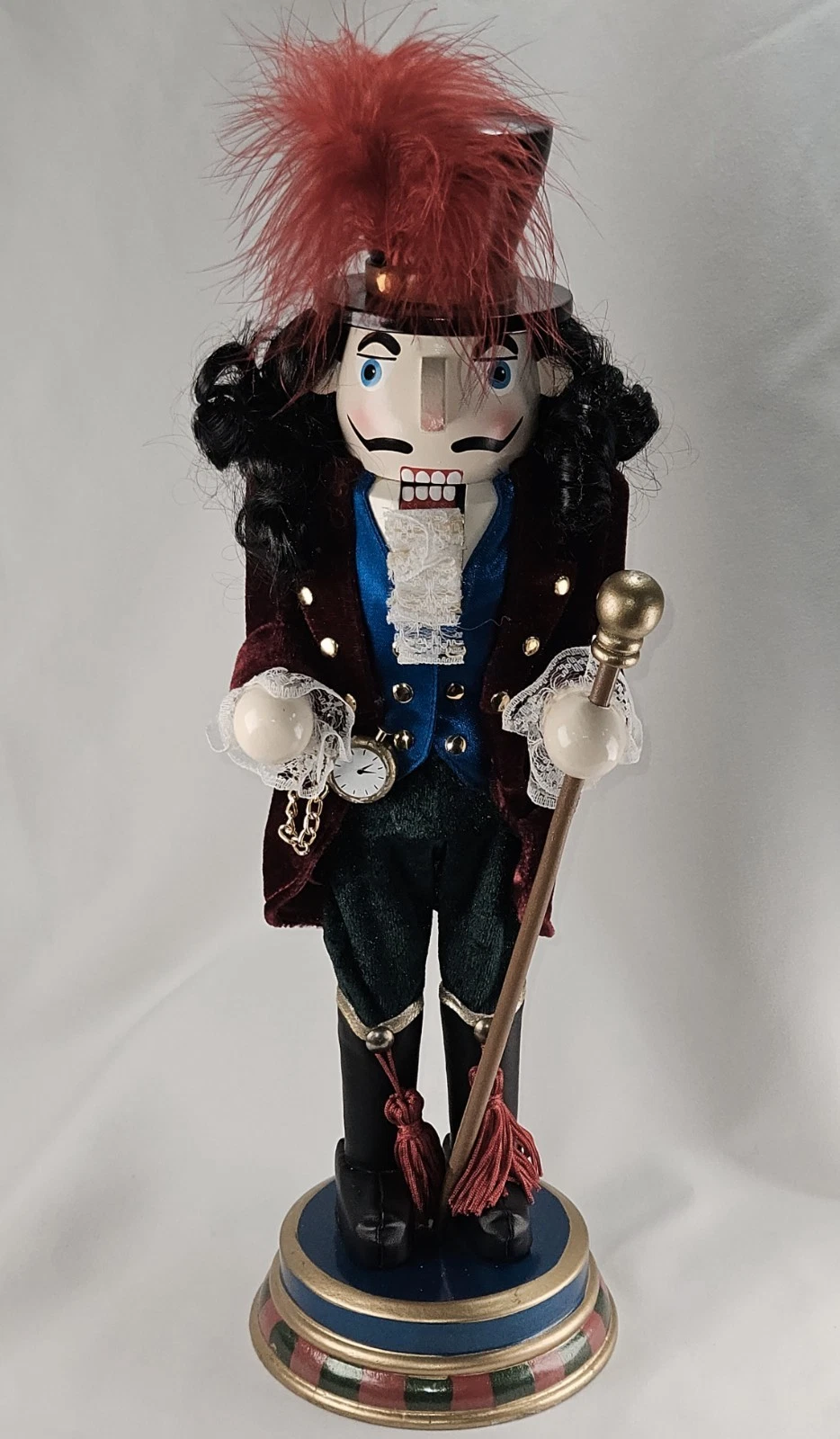 Vintage Pier One Wooden Nutcracker Man Pocket Watch Walking Stick Feather Hat
Opens in a new window 