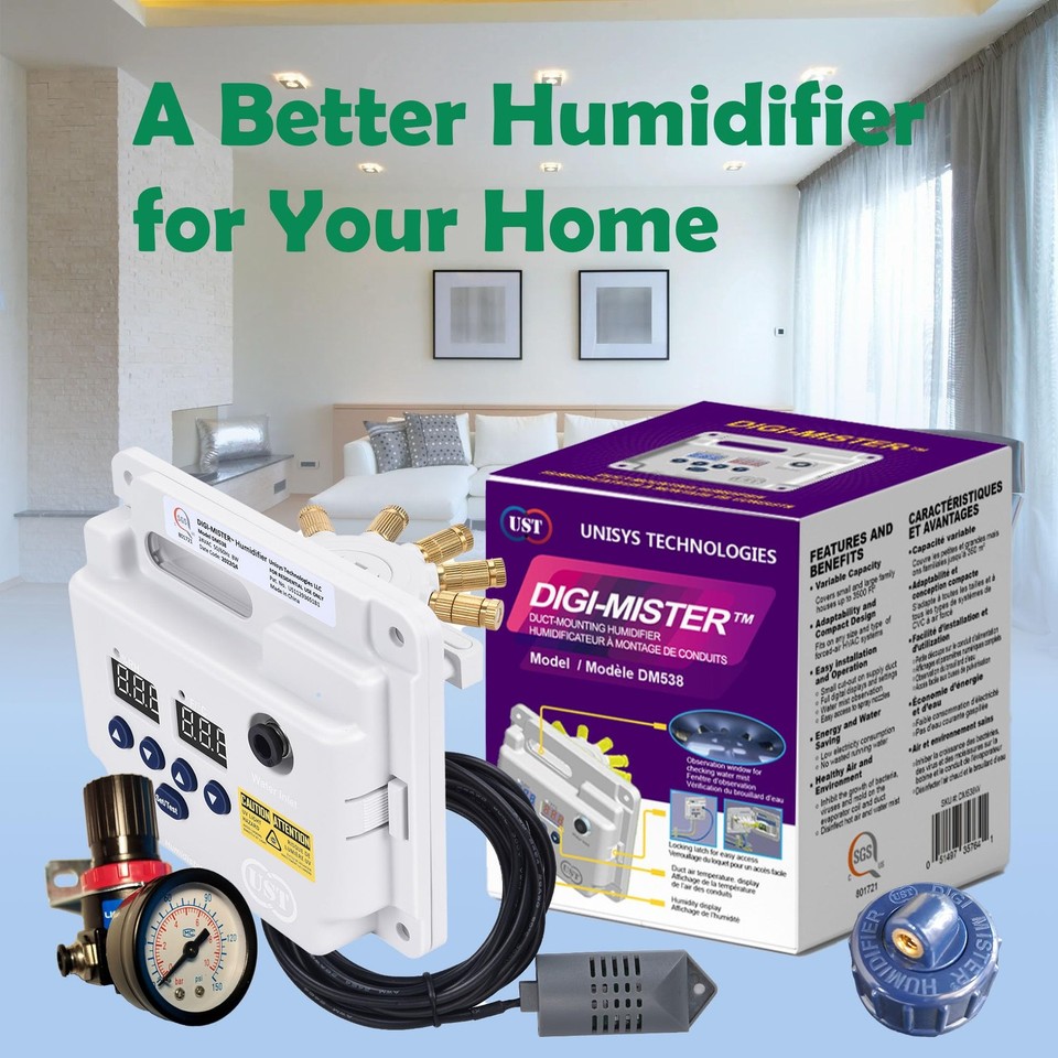 Evaporative Duct Mounted Whole House Furnace Humidifier with 8 UV-C ...
