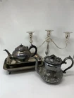 Job Lot Vintage Silver Plated Dishes, Tea Pots, Candelabra [A1-6-12]