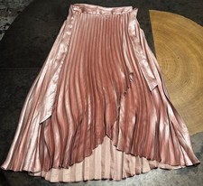 MAEVE ANTHROPOLOGIE SKIRT WOMENS 6 PLEATED ASYMMETRICAL ROSEGOLD