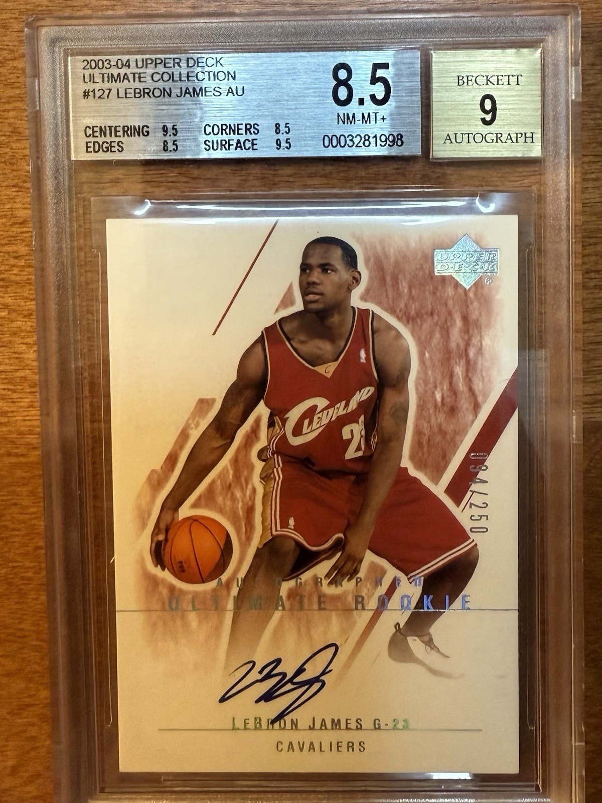 LeBron James Autographed Signed Cleveland Cavaliers 2003-04 Ultimate Collection #127 /250 BGS 8.5 Auto 9 