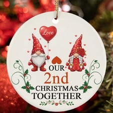 Our 2nd Anniversary Christmas Together Ornament 2 Year Gnome Couple Love Gift