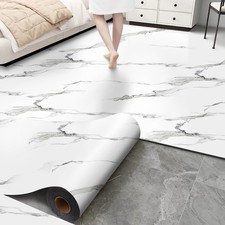 Luxury Thicken Matte Grey White Marble Peel and Stick Floor Tiles Self-Adhesi...
