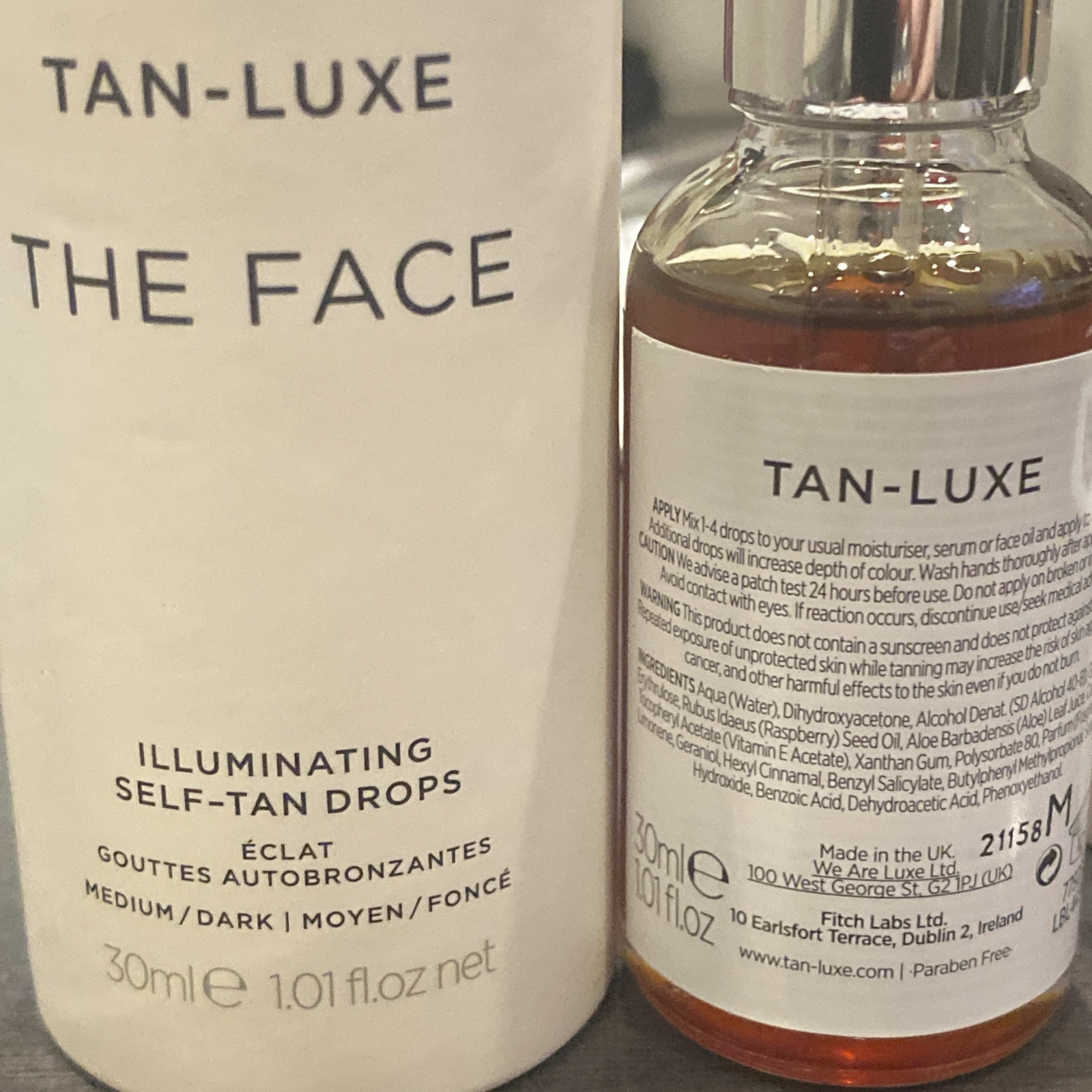 Tan-Luxe The Face Illuminating Self-Tan Drops - Medium/Dark - 1.01 Fl Oz NEW