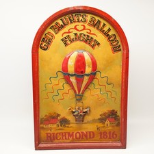 Holz Werbeschild, 1816 Geoblunts Richmond Hei&szlig;luftballon, Werbung, Reklame