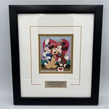 Disney "Sealed With a Kiss" Nifty Nineties Dominica Framed Stamp Mickey w/ COA
