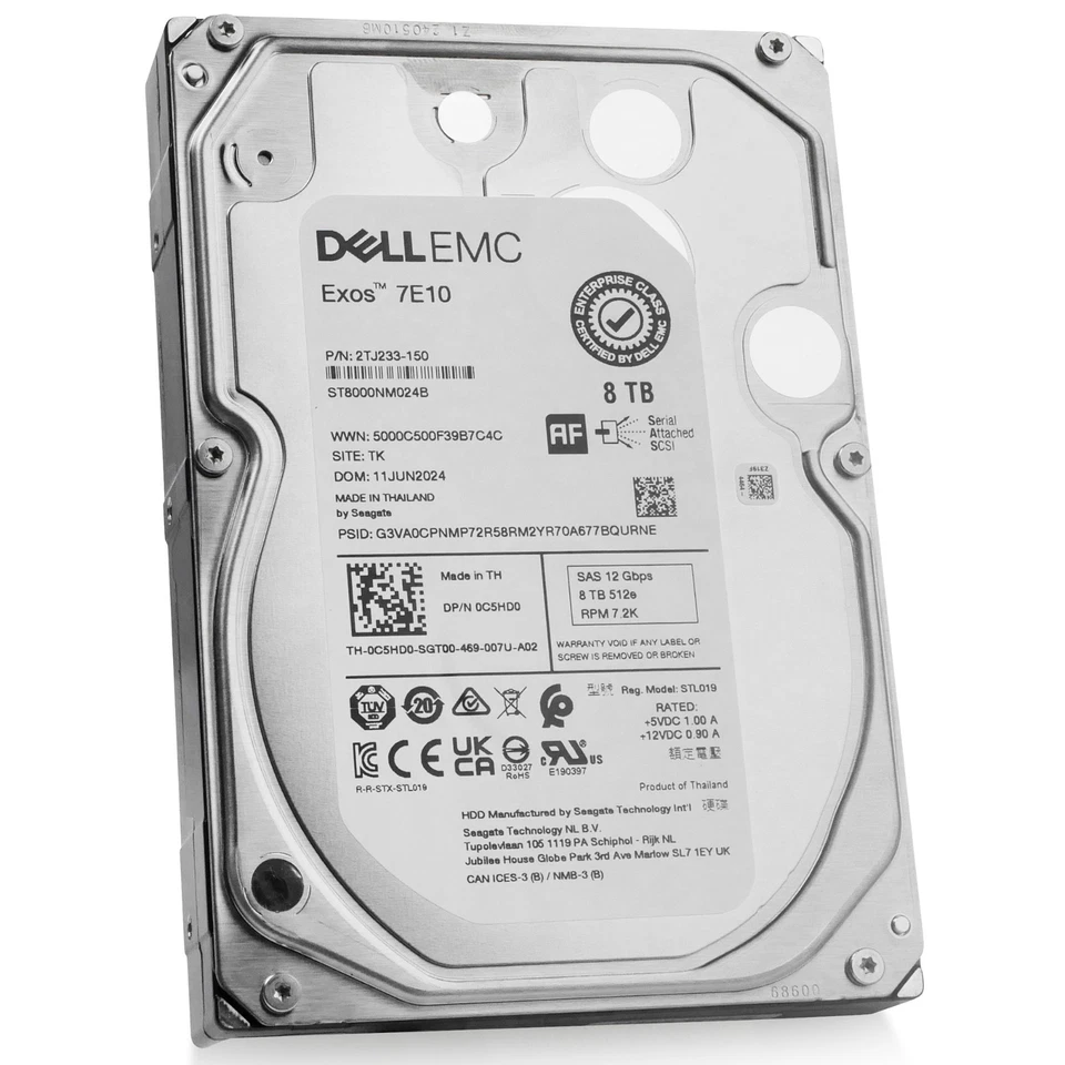 Dell/Seagate Exos 7E10 8TB 7.2K SAS 12Gb/s 3.5in Enterprise HDD  - ST8000NM024B - Image 3 of 4