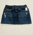 Aeropostale Denim Jean Mini Skirt Fray Hem Flap Pocket Size 0 NWT