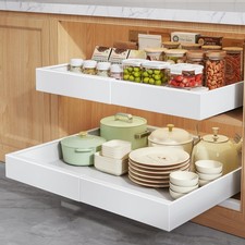 2 Pack Pull Out Cabinet Organizers 21"Deep with Raising Pad for Framed Cabine...