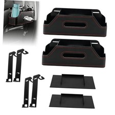 Pack Car Seat Back Organizer with Cup Holders, Tissue Box, Hooks, 2 Black