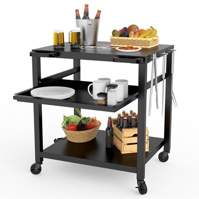 NUUK 30 IN. SOLID STEEL OUTDOOR PIZZA OVEN TABLE STAND, PT200 - BLACK