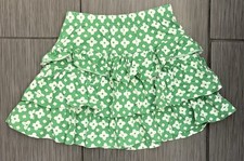 Hanna Andersson Green Floral Ruffle Skirt Size 110 4/5 Cotton Layered