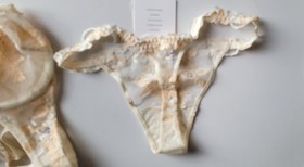 LA PERLA 32D Italia 2 S ivory SHEER & LACE bra & thing GREENHOUSE set NWT 