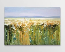 Field painting Original art Impressionism Oil on canvas by S. Chernyakovsky