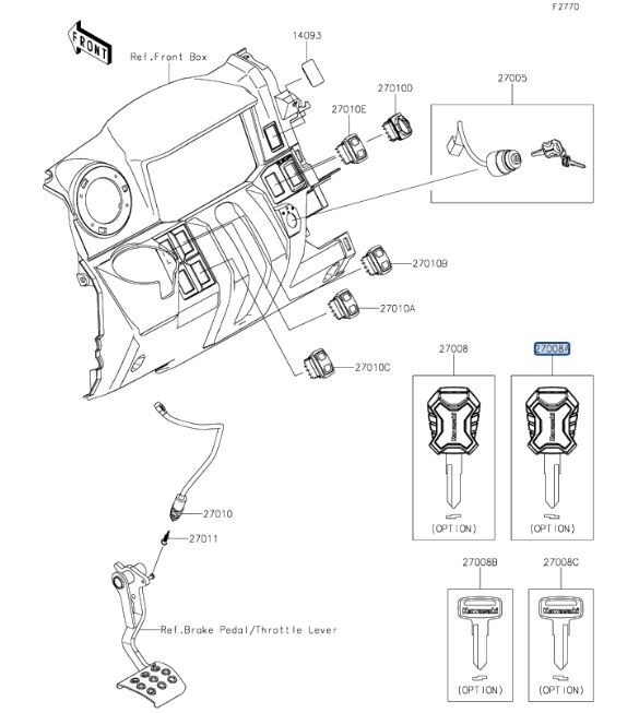 2024-2025 Kawasaki Ridge 1000 (All Models) Main Key Blank Option B