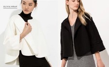 Kit And Ace Black Cream Cropped Olivia Wrap Jacket With Cashmere Uk 10 12 14