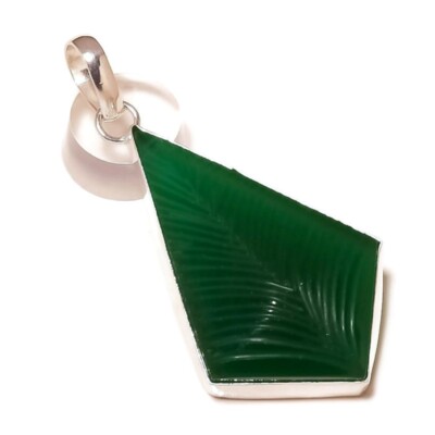 Carving Green Onyx Dagger Gemstone 925 Silver Handmade Pendant Jewelry JJ2130