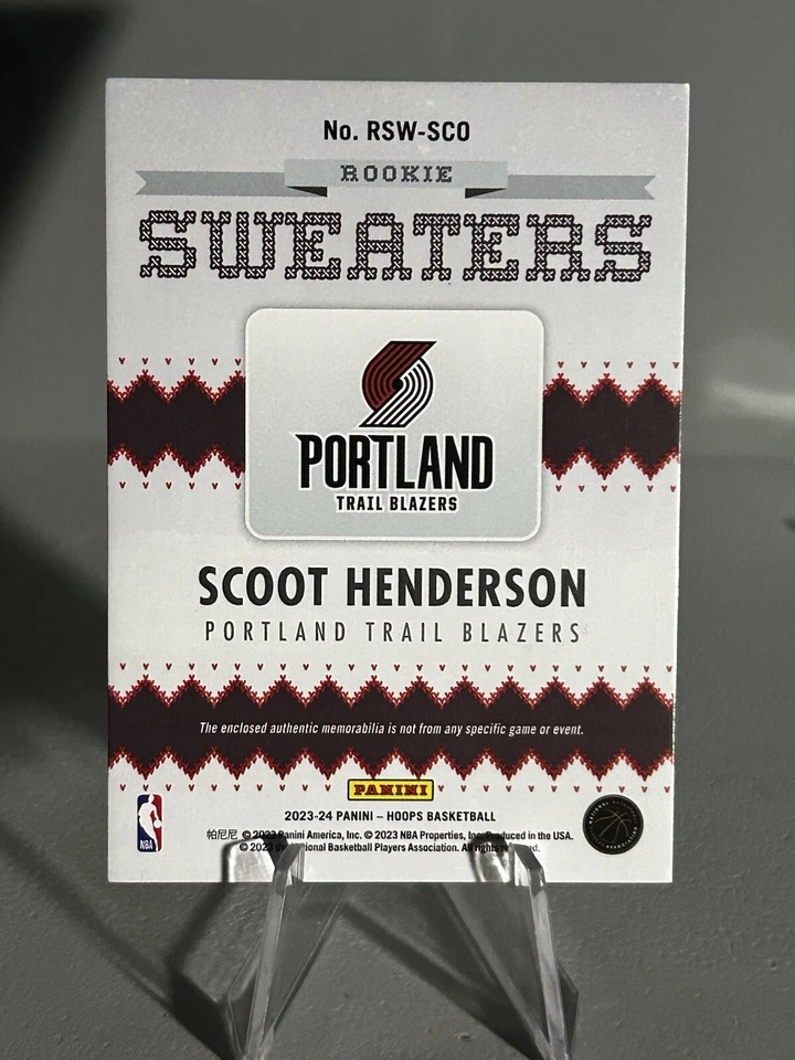2023-24 Panini NBA Hoops Scoot Henderson Rookie Jersey Sweaters Mint Portland - Image 2 of 4