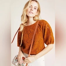 Anthropologie Dolan Left Coast Norah Floral Corduroy Blouse in Camel Size SP